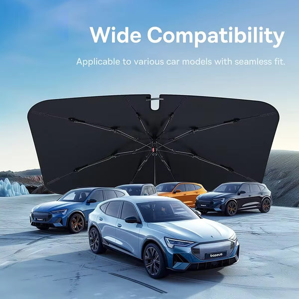 Lamicall Car Windshield Sunshade Umbrella - 52"x31" Foldable Car Windshield Sun Shade Cover, 5 Layers UV Block Coating, Front Window Heat Insulation Protection, for Auto Sedan, SUV Windshield
